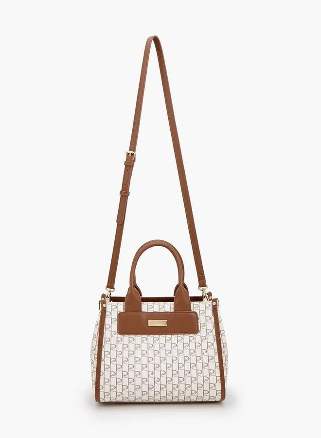 Paprika Monogram Print Tote Bag With Detachable Strap